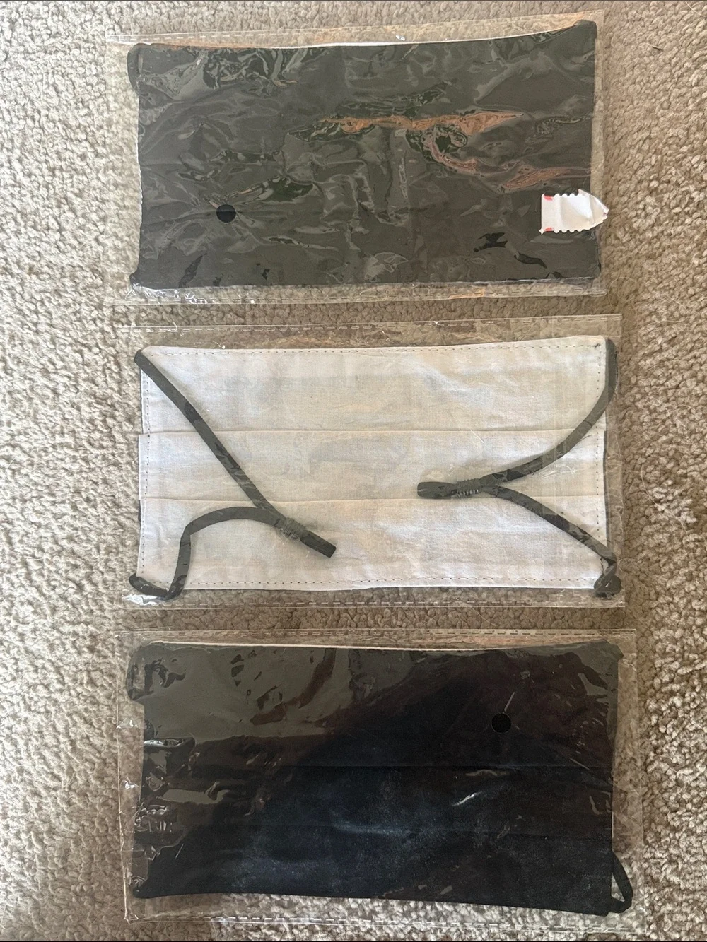 Unisex Black Face Masks Set of 3